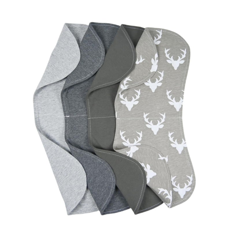 Arnzion Baby Burp Cloths Baby Burp Set Curved Absorbent and Soft Valuable 4 Pack Double Layers (Grey Hue Deer) - Image 3